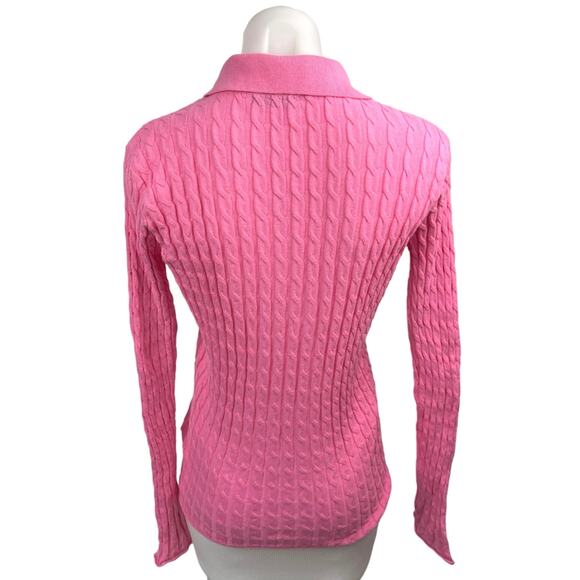 Zara Pink Cable Knit Button Down Collar Long Sleeve Cardigan Sweater Top Size S - Picture 2 of 5